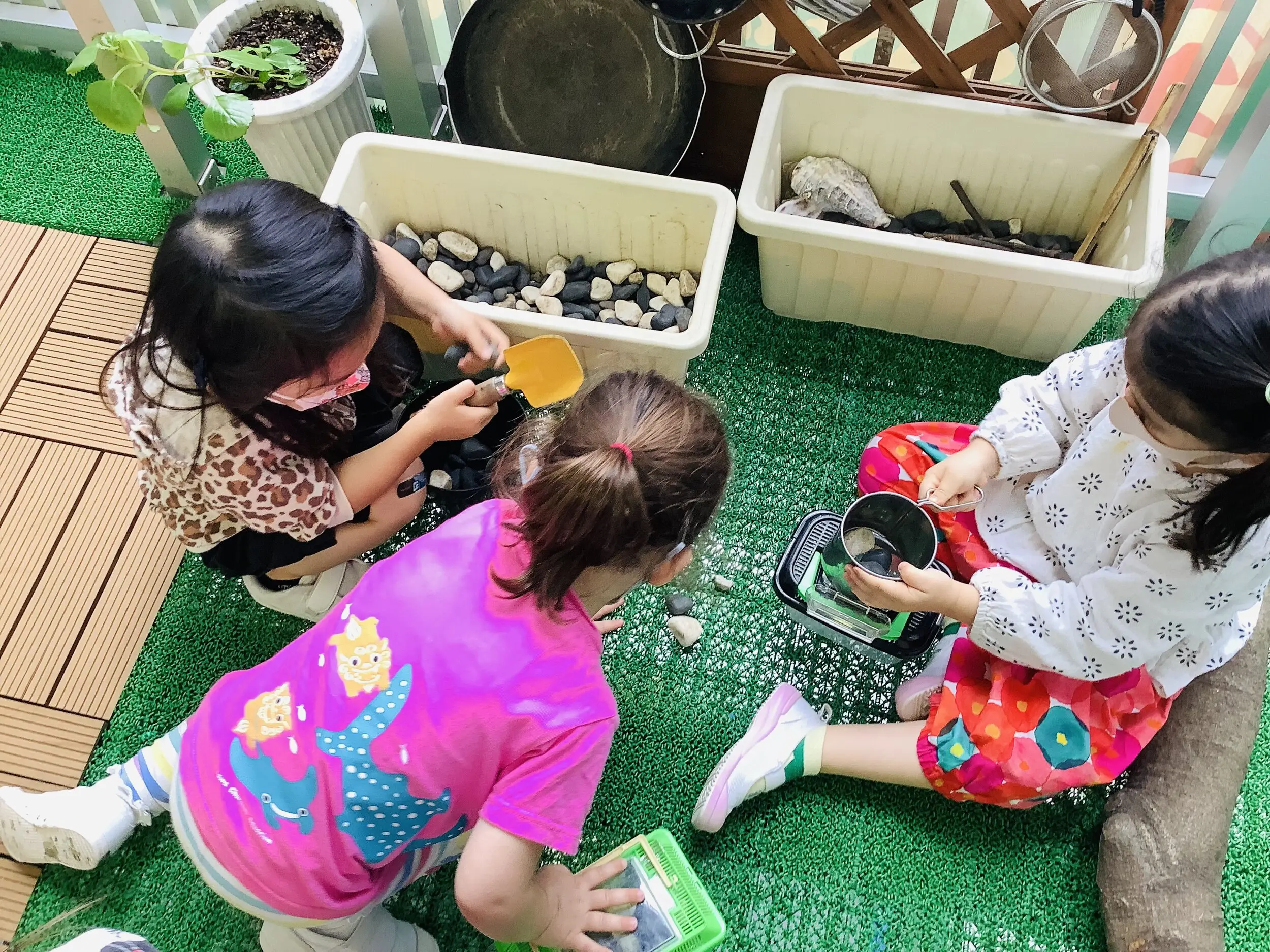 Some of our friends playing in the balcony during free play.