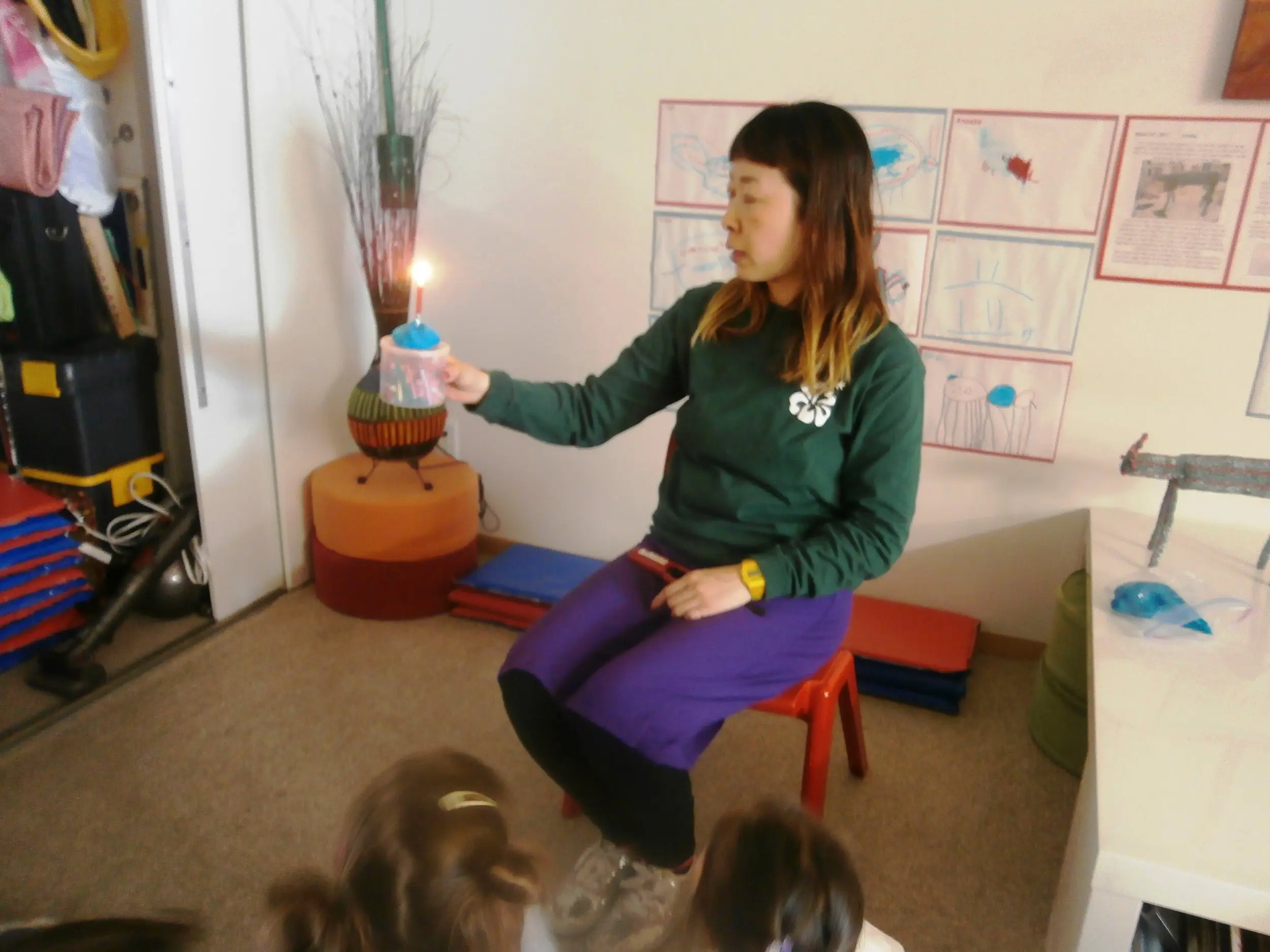 "Focus on the candlelight." Hisami urged us during our meditation session with her.